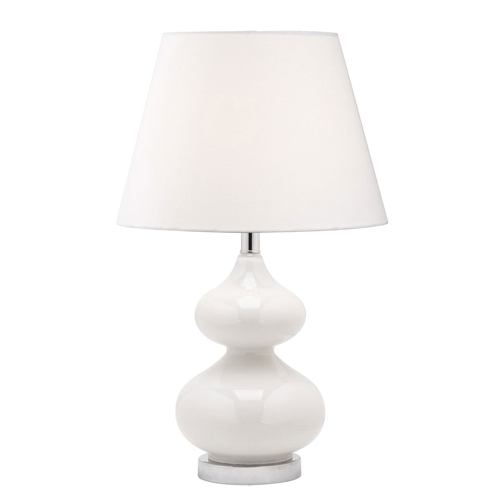 1LT Incandescent Table Lamp, BK GL w/ White Shade