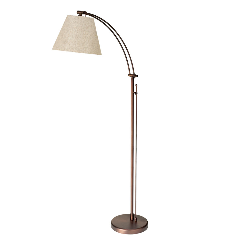 1LT Incan Adjustable Floor Lamp, OBB w/ Flax Shade