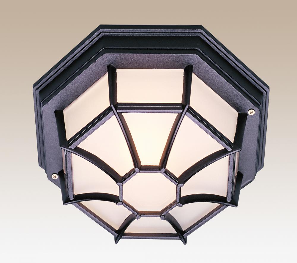 Benkert 1-Light, Weblike Design, Enclosed Flush Mount Ceiling Lantern Light