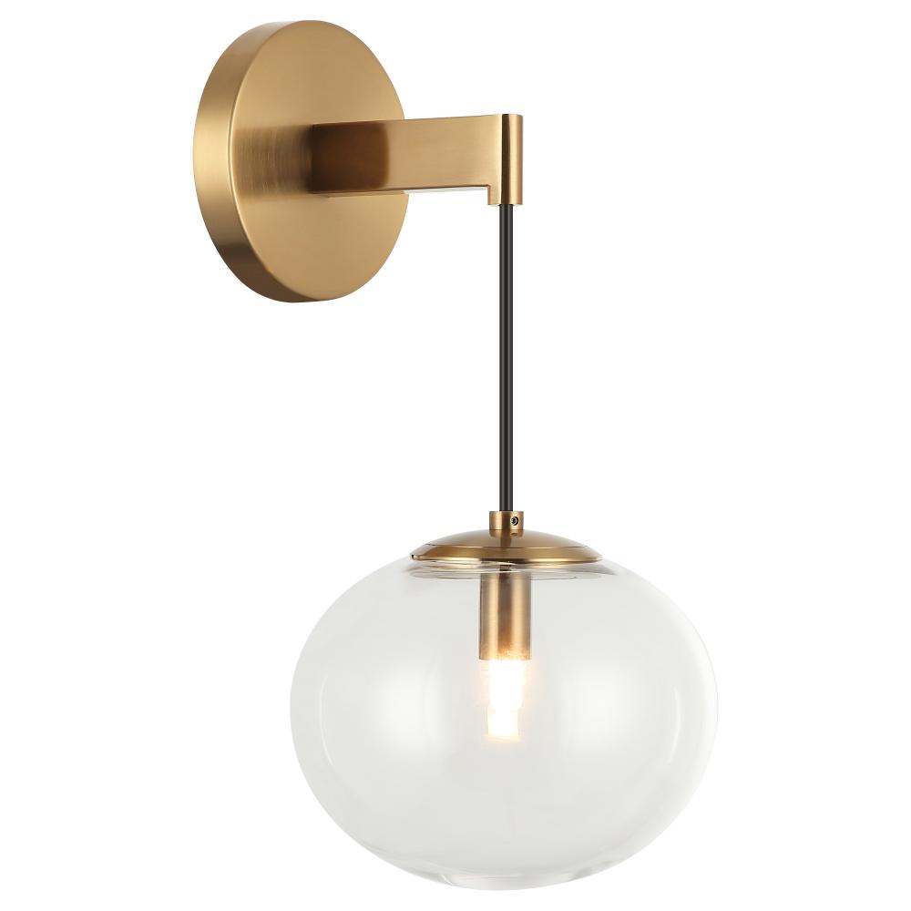 1 LT 6.9"DIA "BULBUS"- AGED GOLD WALL CLEAR GLASS G9 LED 10W