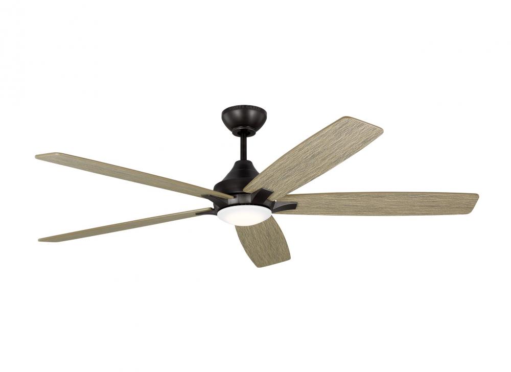 Lowden 60" Dimmable Indoor/Outdoor Integrated LED Aged Pewter Ceiling Fan with Light Kit