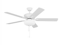 Generation Lighting 5LDDC52RZWD - Linden 52'' traditional dimmable LED indoor matte white ceiling fan with light kit and rever