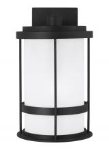 Generation Lighting 8690901D-12 - Wilburn modern 1-light outdoor exterior Dark Sky compliant medium wall lantern sconce in black finis