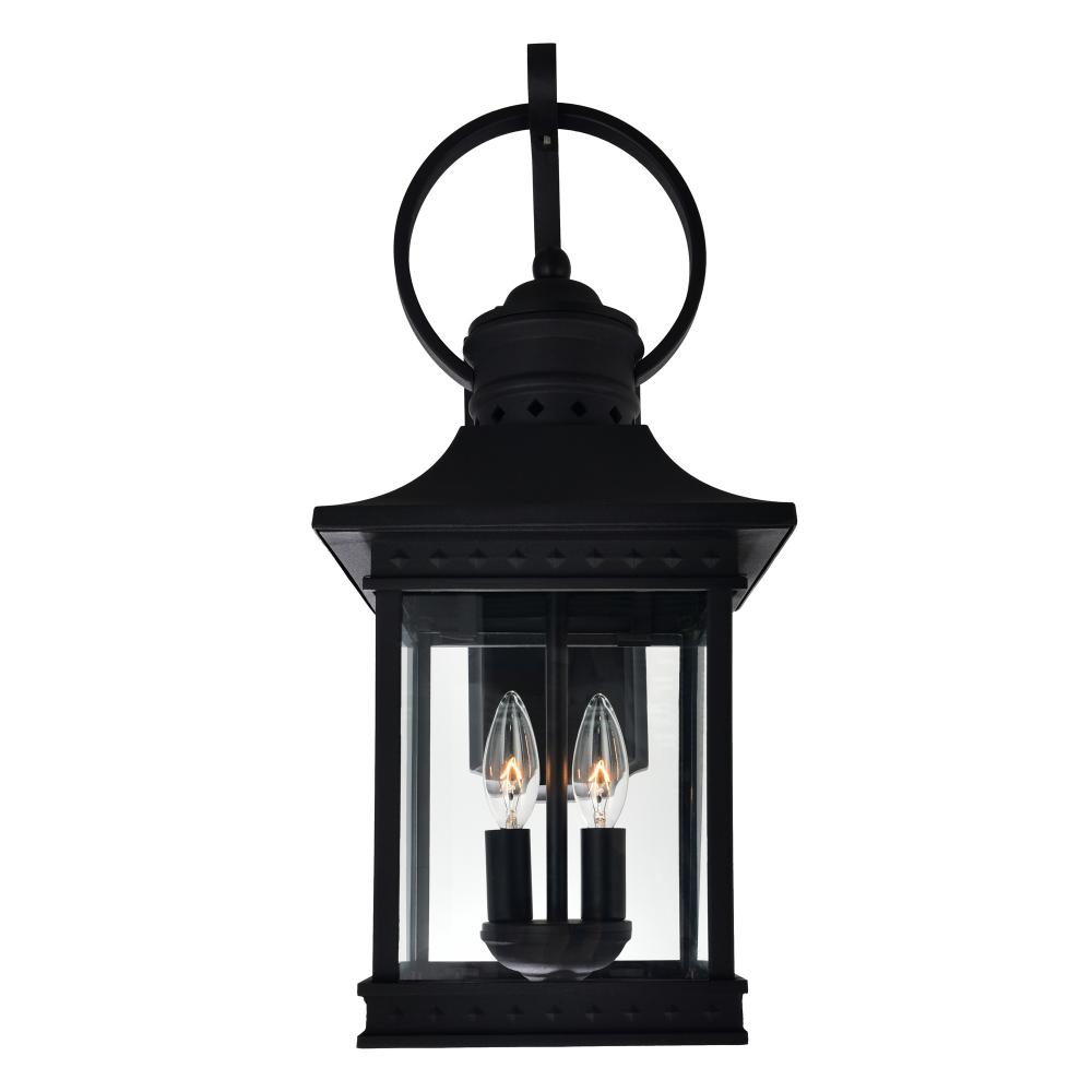 Cleveland 2 Light Black Outdoor Wall Light