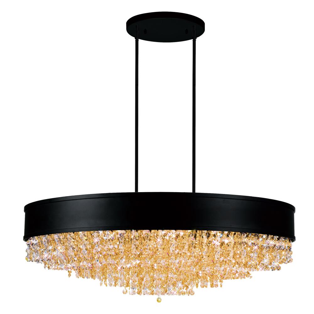 Medina 15 Light Drum Shade Chandelier With Black Finish