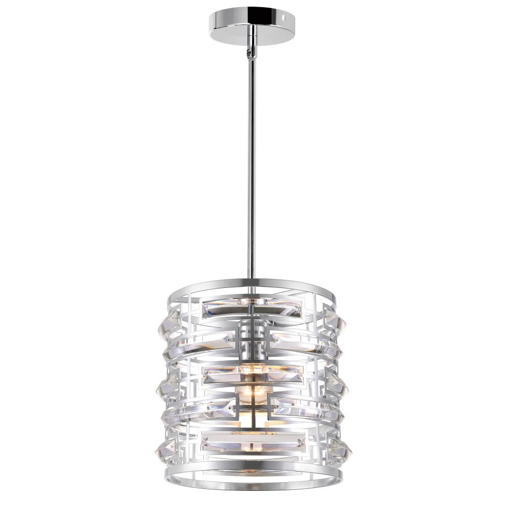 Petia 1 Light Drum Shade Mini Chandelier With Chrome Finish