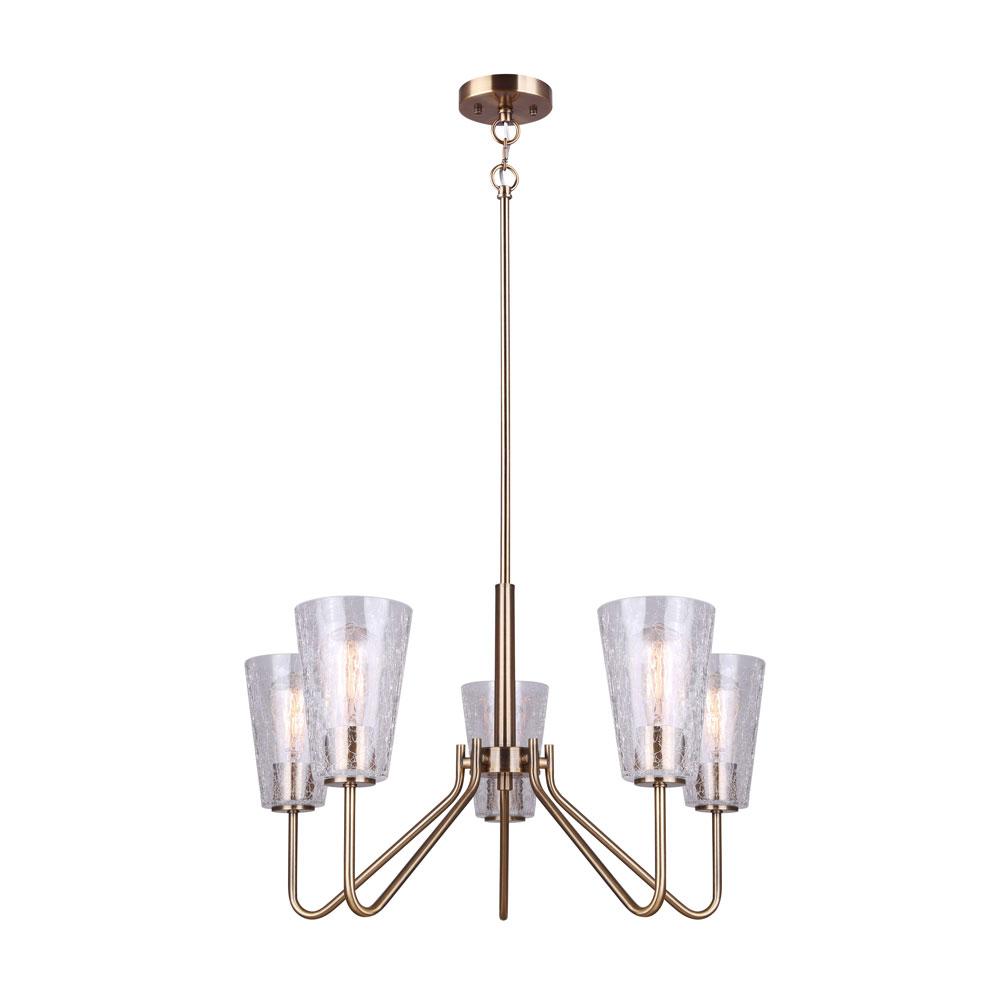 EVERLY, ICH1100A05GD, 5 Lt Rod Chandelier, Crackle Glass, 60W Type A