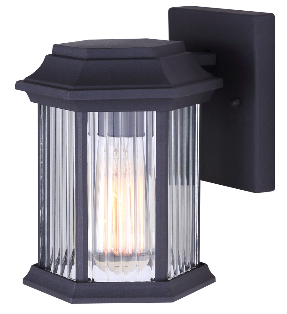 KITLEY, 1 Lt Outdoor Down Light, Clear Ribbed Glass, 100W Type A, 6 1/2" W x 8 1/4" H x 7