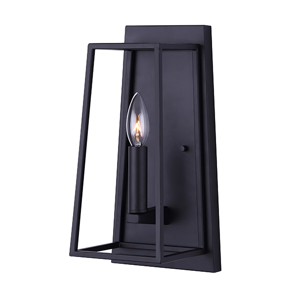 WEXFORD, MBK Color, 1 Lt Wall Fixture, 60W Type C, 6.5" W x 13" H x 5.5" D, Easy Connect