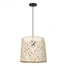 Canarm IPL2026B01BK - TASH, IPL2026B01BK, MBK Color, 1 Lt Cord Pendant, Bamboo, 60W Type A, 13.25" W x 13 - 61" H