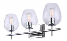 Canarm IVL1019A03CH - Cain 25 in. 3 Light Chrome Vanity with Clear Glass Shade