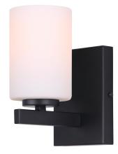 Canarm IVL1093A01BK - JAE, IVL1093A01BK, MBK Color, 1 Lt Vanity, Flat Opal Glass, 60W Type A, Easy Connect Inc