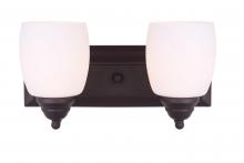 Canarm IVL259A02ORB - Griffin, 2 Light Vanity, Flat Opal Glass, 100 W Type A, 14" W x 7 1/4" H x 7 1/4" D