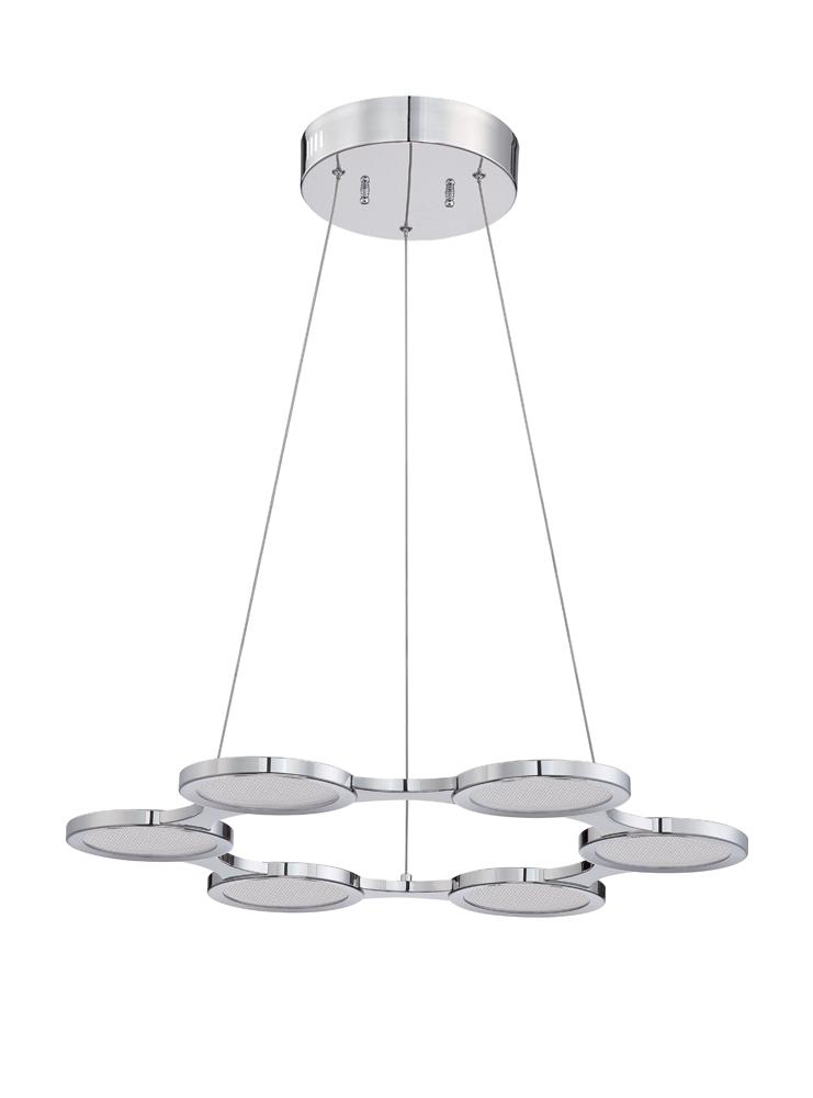 MILAN series 6 Light LED Pendant in a Chrome finish with Clear Mesh diffusers