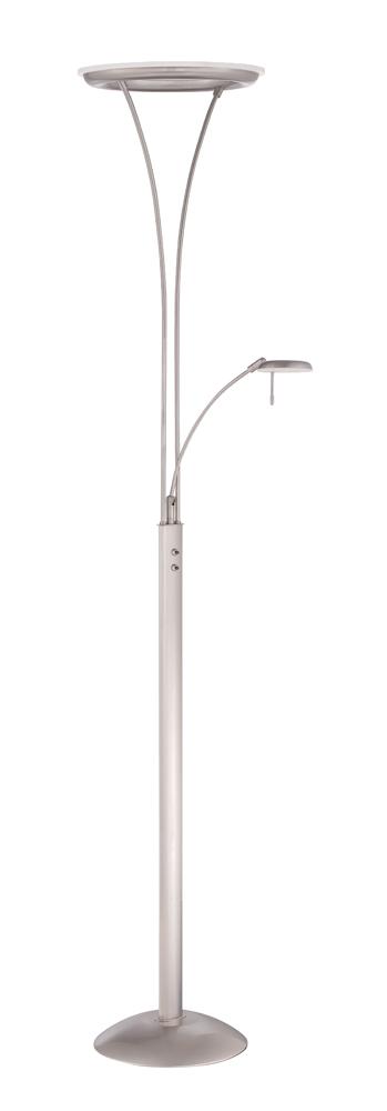 MILLENIUM series 72 in. Satin Nickel LED Torchiere Floor Lamp with Reading Light