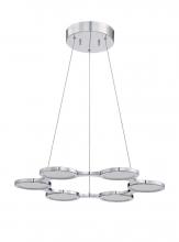 Kendal PF65-6LPE-CH - MILAN series 6 Light LED Pendant in a Chrome finish with Clear Mesh diffusers
