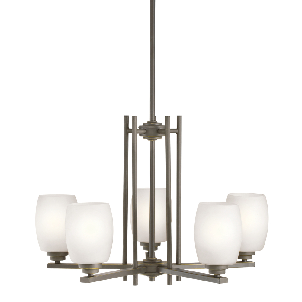 Eileen 16.5" 5 Light Chandelier with Satin Etched Cased Opal Glass in Olde Bronze®