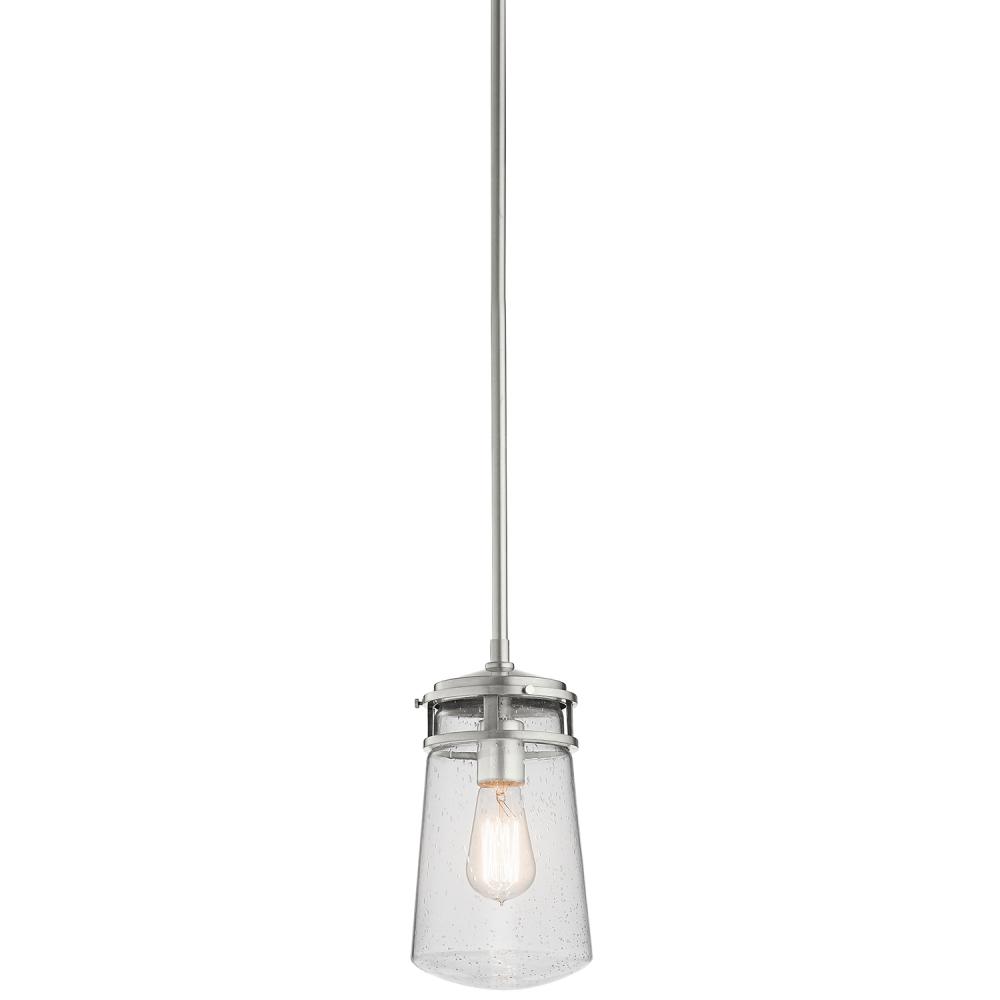 Lyndon 11.75" 1 Light Pendant with Clear Seeded Glass Brushed Aluminum