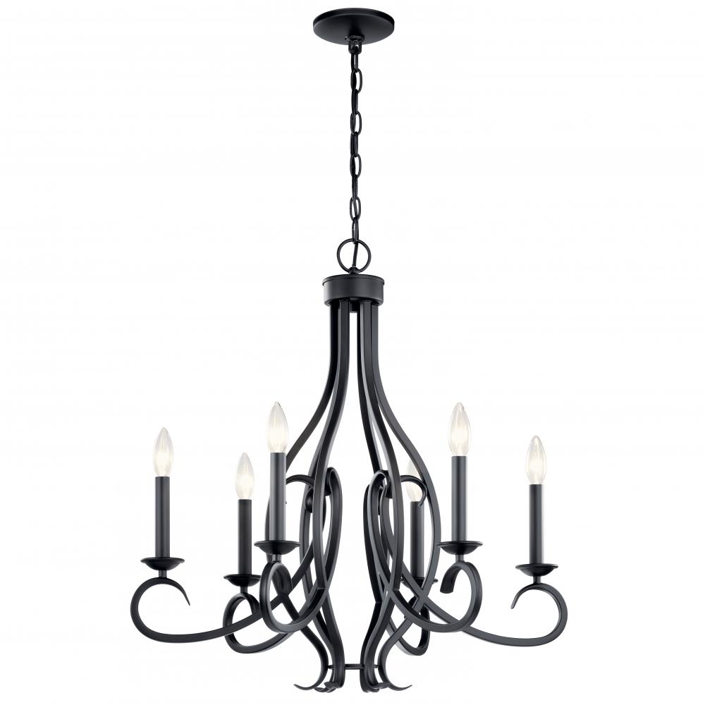 Ania 6 Light Chandelier Black