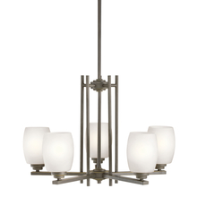 Kichler 1896OZS - Eileen 16.5" 5 Light Chandelier with Satin Etched Cased Opal Glass in Olde Bronze®