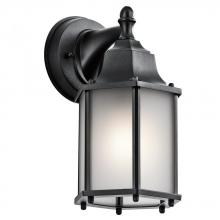 Kichler 9774BKS - Chesapeake 10.25" 1 Light Outdoor Wall Light with Satin Etched Glass in Black