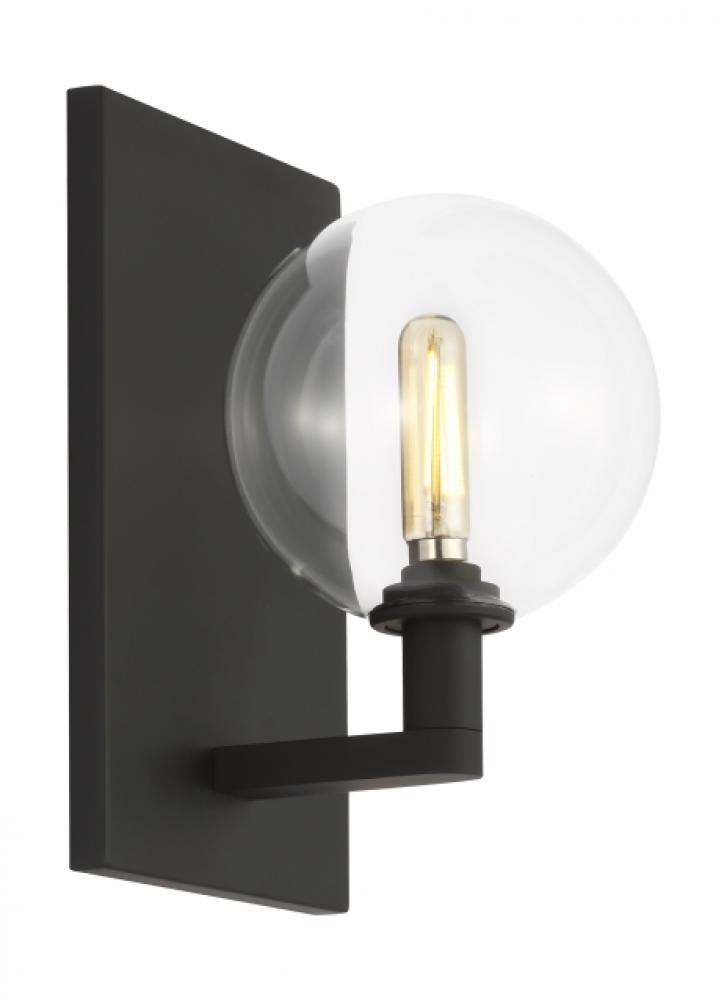 The Gambit Dry Rated 9-inch Single Damp Rated 1-Light Dimmable Wall Sconce in Nightshade Black