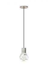 Visual Comfort & Co. Modern Collection 700TDKIRAP1BS-LEDWD - Modern Kira dimmable LED Ceiling Pendant Light in a Satin Nickel/Silver Colored finish