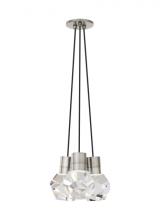Visual Comfort & Co. Modern Collection 700TDKIRAP3BS-LED930 - Modern Kira dimmable LED Ceiling Pendant Light in a Satin Nickel/Silver Colored finish