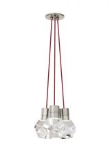 Visual Comfort & Co. Modern Collection 700TDKIRAP3RS-LED922 - Modern Kira dimmable LED Ceiling Pendant Light in a Satin Nickel/Silver Colored finish