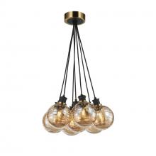 Artcraft AC11877AM - Gem Collection 7-Light Pendant with Amber Glass Black and Brushed Brass