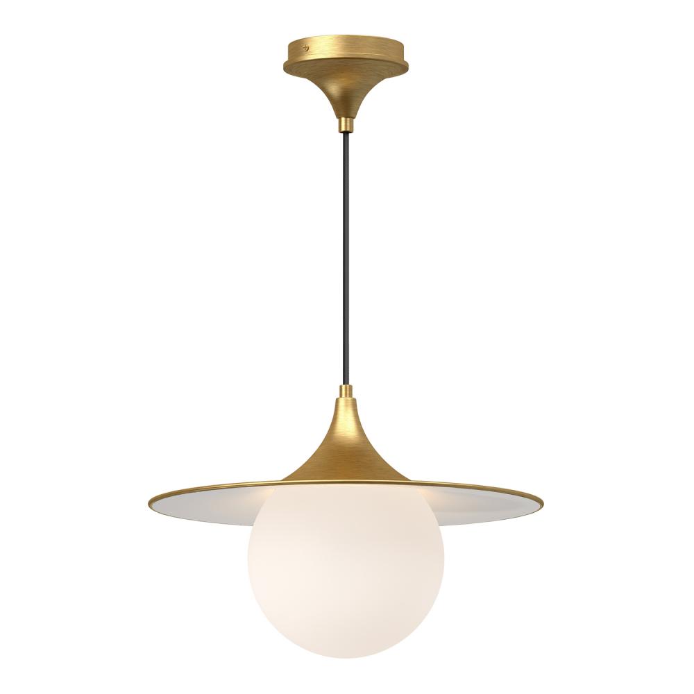 Fuji 16-in Brushed Gold/Opal Matte Glass 1 Light Pendant