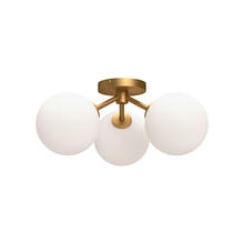 Alora Lighting SF549315AGOP - Cassia 17-in Aged Gold/Opal Matte Glass 3 Lights Semi Flush Mount