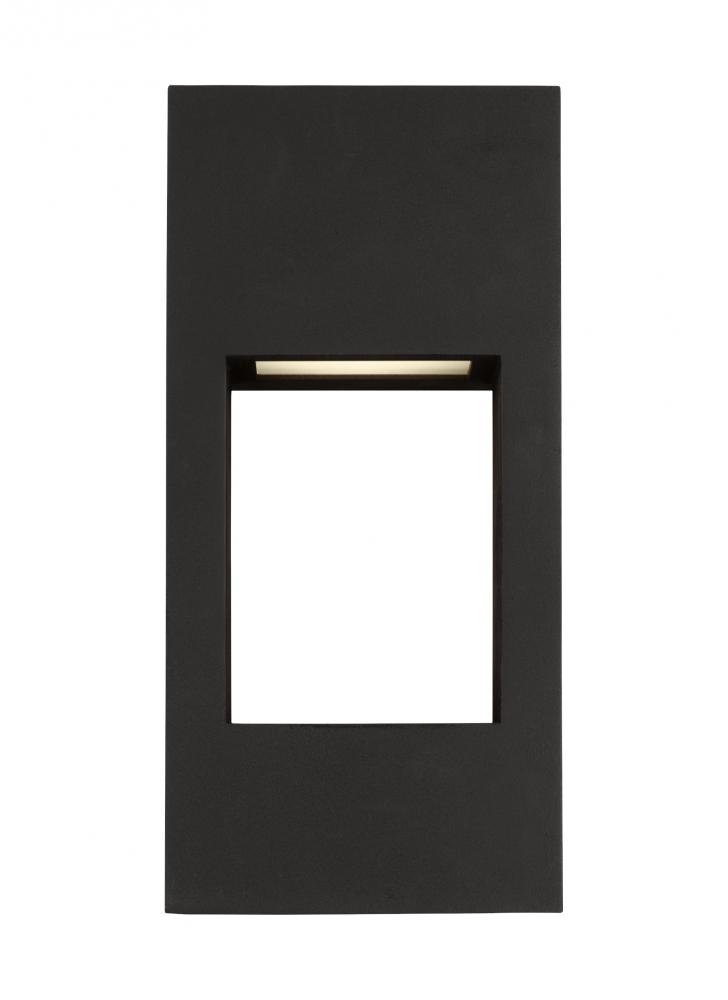 Testa modern 2-light LED outdoor exterior small wall lantern in black finish with satin etched glass