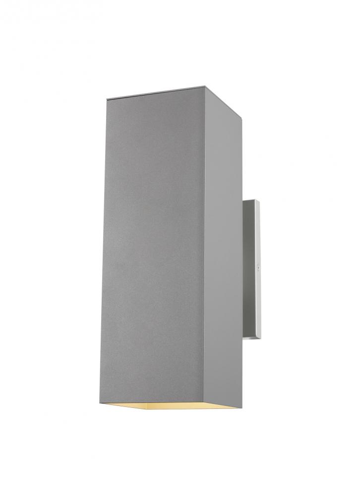 Pohl modern 2-light outdoor exterior Dark Sky compliant medium wall lantern in painted brushed nicke