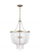 Visual Comfort & Co. Studio Collection 5180704EN-848 - Jackie traditional 4-light LED indoor dimmable ceiling chandelier pendant light in satin brass gold