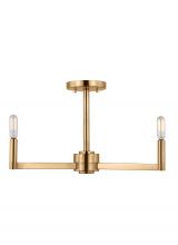 Visual Comfort & Co. Studio Collection 7764203EN-848 - Fullton modern 3-light LED indoor dimmable semi-flush ceiling mount fixture in satin brass gold gold