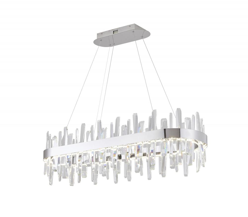 Stainless Steel and Crystal LED Chandelier
