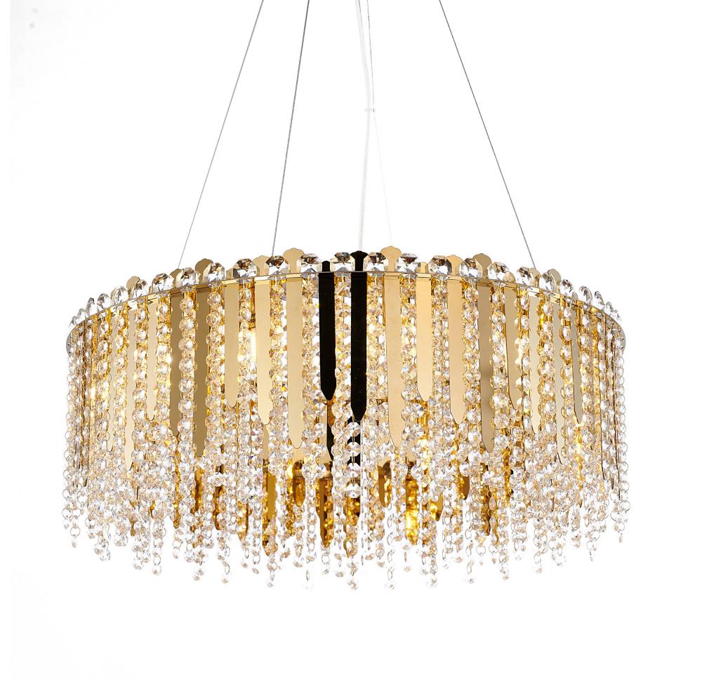 Stainless Steel & Crystal Chandelier