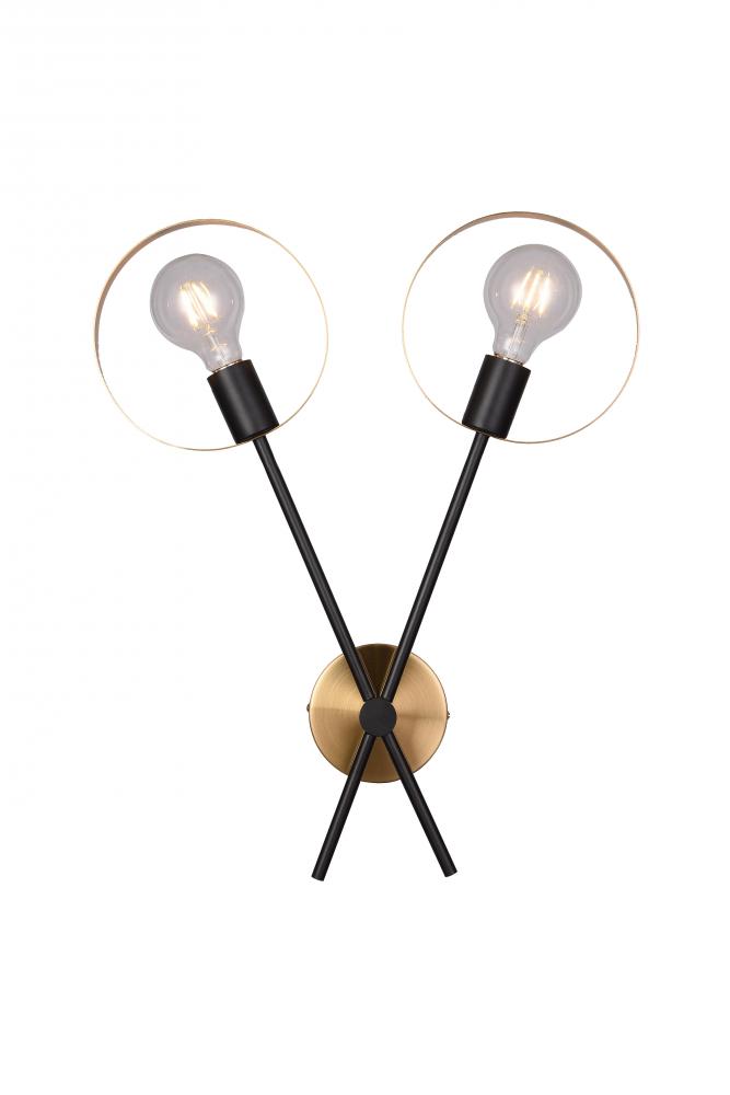 Black & Brushed Brass Wall Sconce